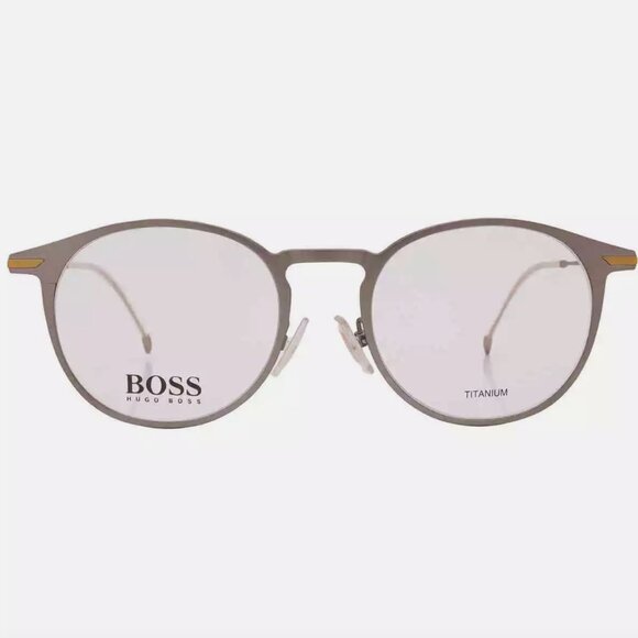 Hugo Boss Demo 50mm Round Men's Titanium Eyeglasses - Picture 1 of 5